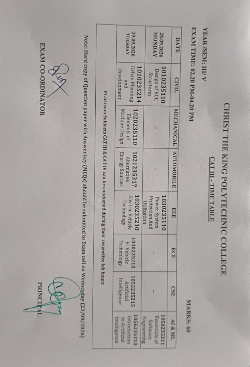 CAT III EXAM TT FOR III YEAR